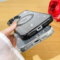 thumbnail image 5 of Magnetic Glitter for iPhone 16 Pro Max [ Compatible with MagSafe ], Luxury Love Heart Pattern Plating Bling Clear Case,Camera Protection Sparkly Slim Soft Back Cover for Women Girls,Silver, 5 of 12
