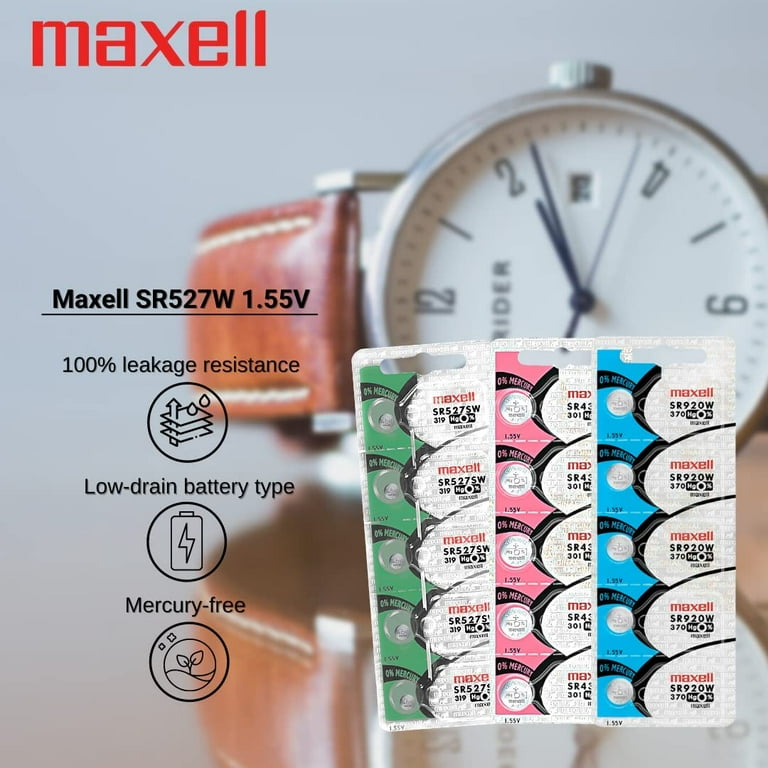 One 1 X Maxell 319 SR527W Silver Oxide Watch Battery 1.55v