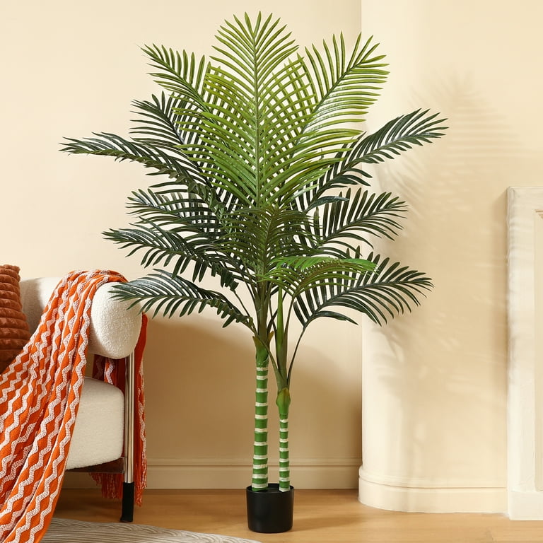 2 Pack Artificial Golden Cane Palm Plants 5 Feet Fake Tree for Home Decor  Indoor Outdoor Faux Areca Palm Tree in Pot for Home Office Perfect ...