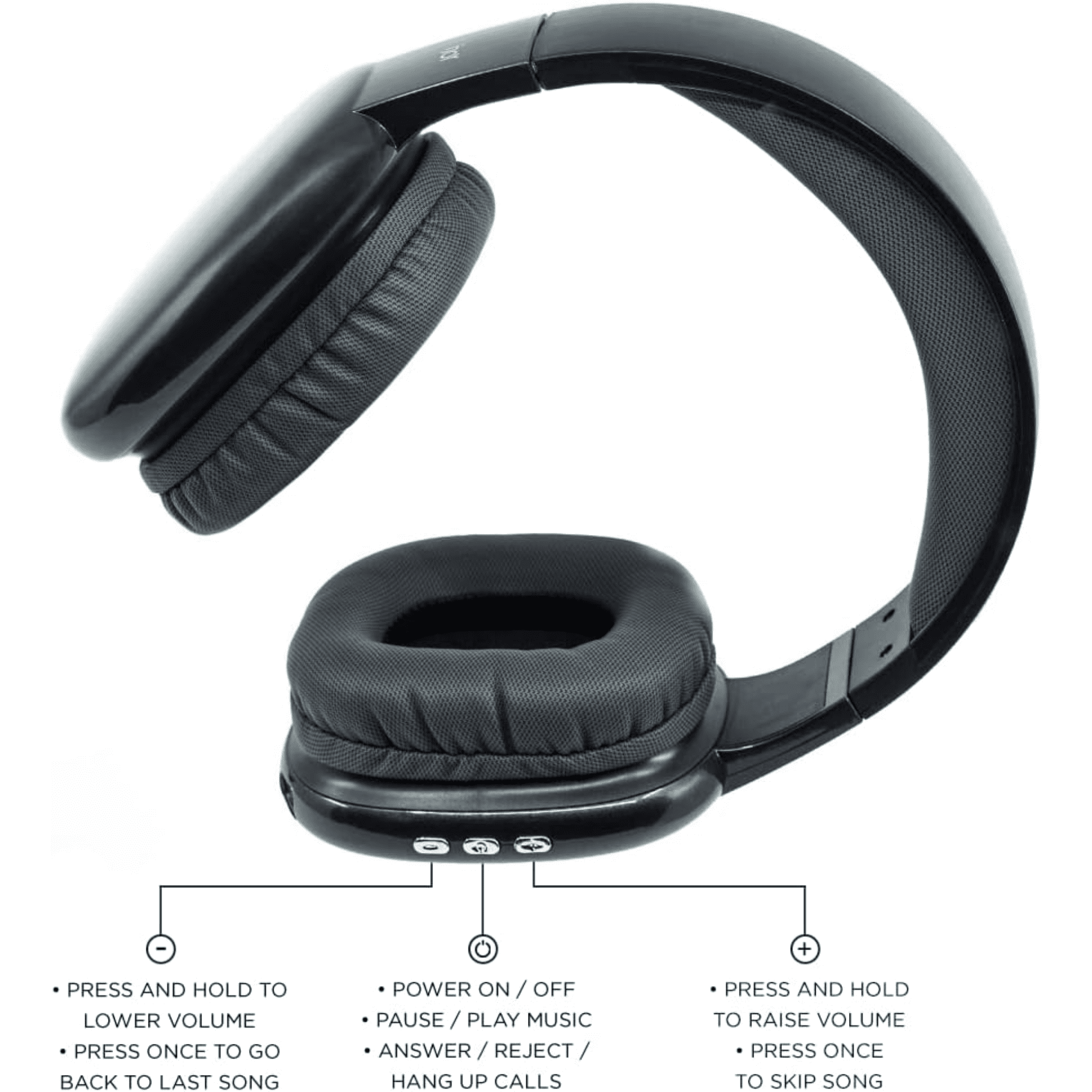 iJoy Ultra Over-Ear Wireless Bluetooth Headphones, Noise Canceling, Built-in Mic, Aux Backup, 10 H Playtime, Comfortable Design – Great Travel Gift