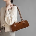 thumbnail image 2 of Genuine Leather Shoulder Bag, Women's Suede Barrel Underarm Handbag Purse, 2 of 9