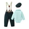 thumbnail image 2 of Baby Boy Clothes Outfit Suits Newborn Formal Tuxedo Romper Shirts Suspender Pants Hat Bowtie 4pcs, 2 of 13