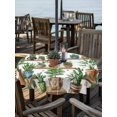 thumbnail image 2 of Outdoor Tablecloth with Umbrella Hole for Patio/Picnic/Party/Camping, Green Cactus Waterproof Table Cloth Round Cover Washable, Summer Watercolor Botanical Leaf Plant (Dia 60"), 2 of 8
