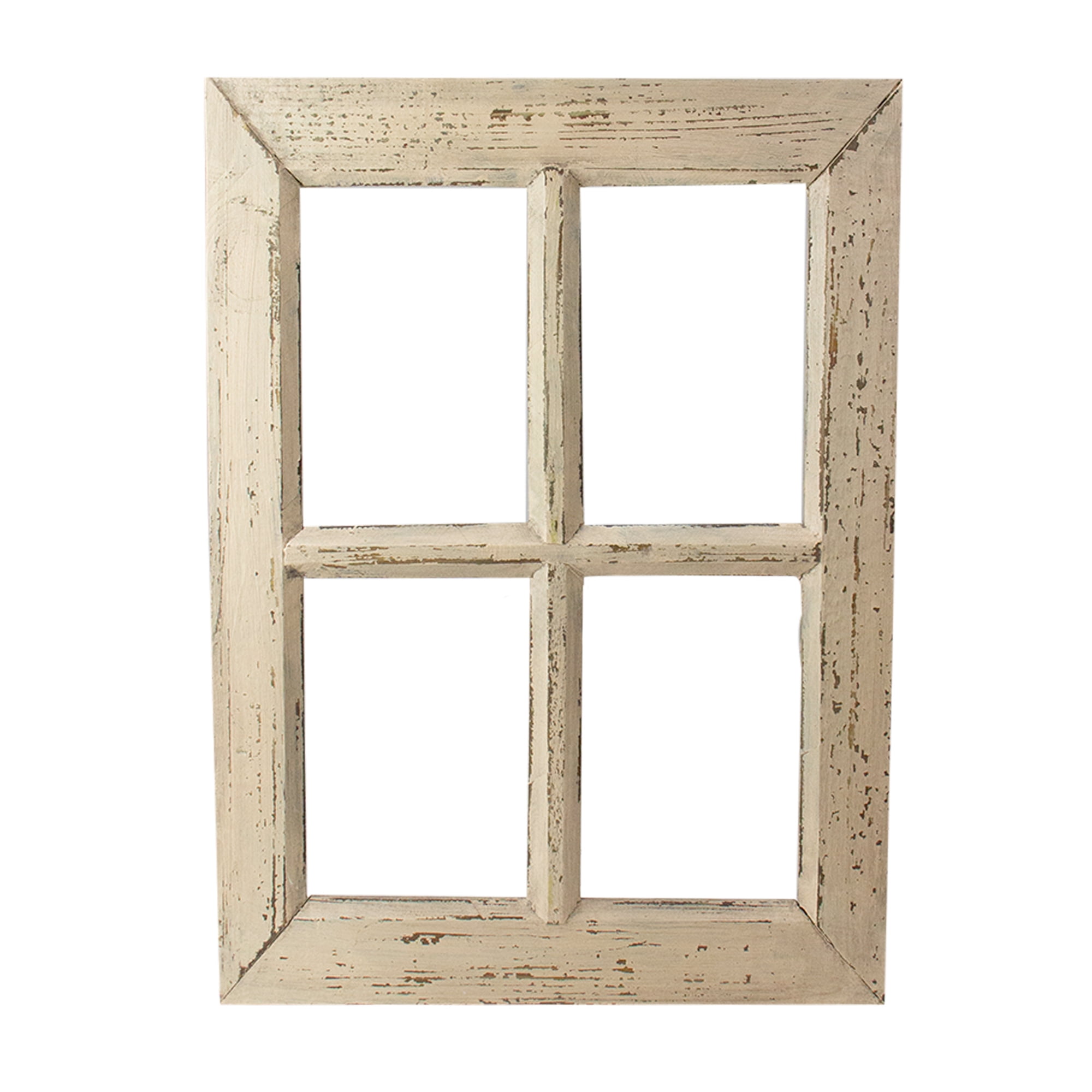 20" White Wooden Window Frame Wall Hanging Decoration