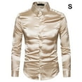 thumbnail image 4 of Minnieouse Camisa satinada lisa para hombre Casual Slim Fit - Grande y de secado rápido para cualquier ocasión Camisa para hombre Formal de Camisetas caqui S, 4 of 6