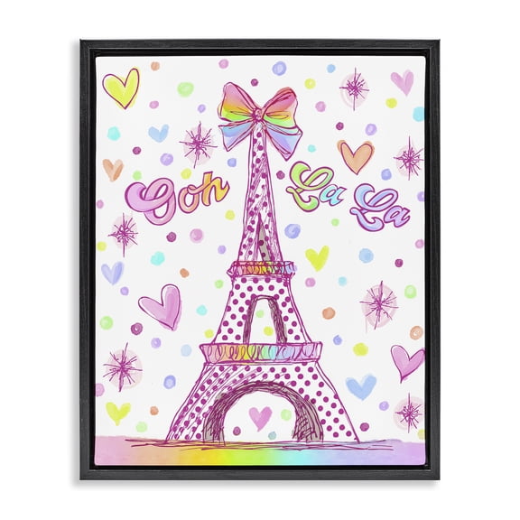 Stupell Industries Bright Pastels Eiffel Tower Black Framed Floater Canvas Wall Art, design by Jess Stempel