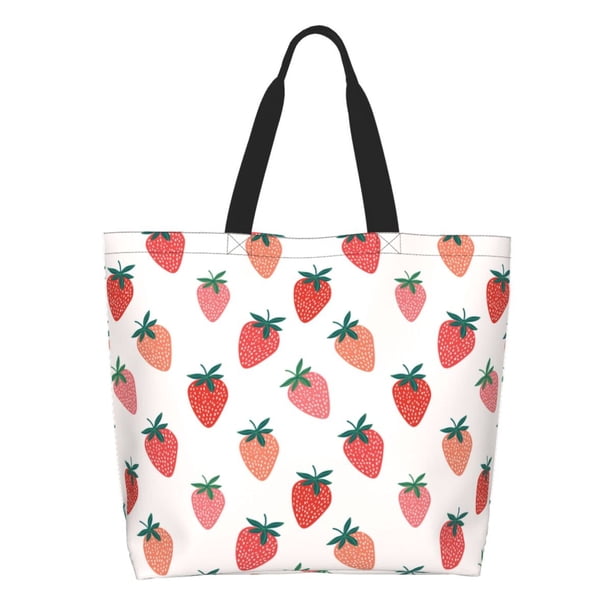 Easygdp Hand Drawn Strawberry Bolsas Tote para Mujer, Bolsos de Hombro para Viaje, Bolsos de Mano de Gran Capacidad para Compras y Trabajo