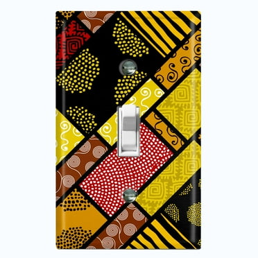 Metal Light Switch Plate Cover Colorful Safari African Tribal Art Tile Pattern SFR039