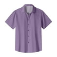 thumbnail image 4 of Huresd Men's Wrinkle Free Untucked Cuban Shirt Business Casual Button Down Shirts Short Sleeve Solid Color Shirt Purple 2XL, 4 of 5