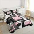 thumbnail image 3 of Manfei Pink Square Bedding Comforter Set for Adult, Abstract Ombre Twin Comforter Sets, Modern Fashion Style Reversible Bedding Set, Microfiber Bedroom Decor, 2 Pieces, 3 of 8
