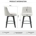 thumbnail image 3 of Modern Swivel Counter Chairs in Linen Fabric with Button-Tufted Backrest Set of 2 for Bar Kitchen Island Dining Room, 3 of 8