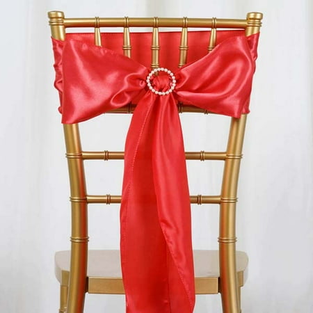 Gold Bow Ring (Efavormart 5 PCS SATIN Chair Sashes Tie Bows for Wedding Events Banquet Decor Chair Bow Sash Party Decoration Supplies 6)
