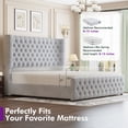 thumbnail image 5 of VanAcc 6.3" Thick Wrap Me Up Fluted King Bed by Modern, Light Grey Velvet, 5 of 11