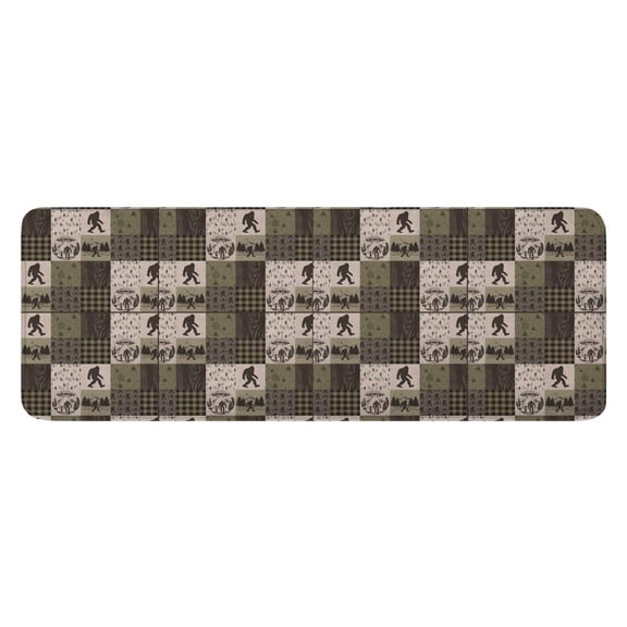 Multicolor Bigfoot and Camping Pattern Kitchen Rug Mat,Kitchen Runner Rugs Non Skid Washable,Decorative Kitchen Floor Mats for Kitchen,Sink,Laundry,17"x47.2"