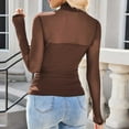 thumbnail image 2 of Juslio Plus Size Tops Women Shirts 3/4 Sleeve Button V Neck Casual Blouses Brown XL, 2 of 4