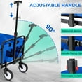thumbnail image 4 of Collapsible Folding Wagon 150 lbs Max Load, Heavy-Duty Portable Utility Shopping Cart, Lightweight Foldable Grocery Stroller, W/360° Wheels, Carry Bag, for Camping, Beach, Garden, Sports (Blue), 4 of 18