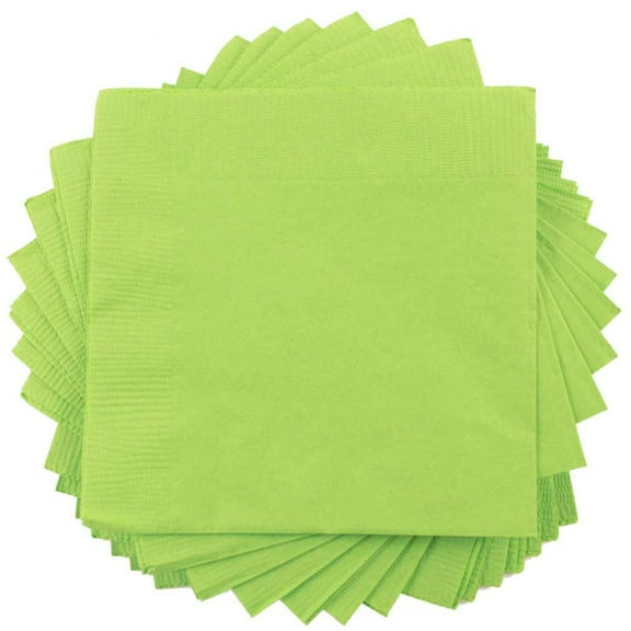 JAM Paper Small Beverage Napkins, 5 x 5, Lime Green, 40/Pack