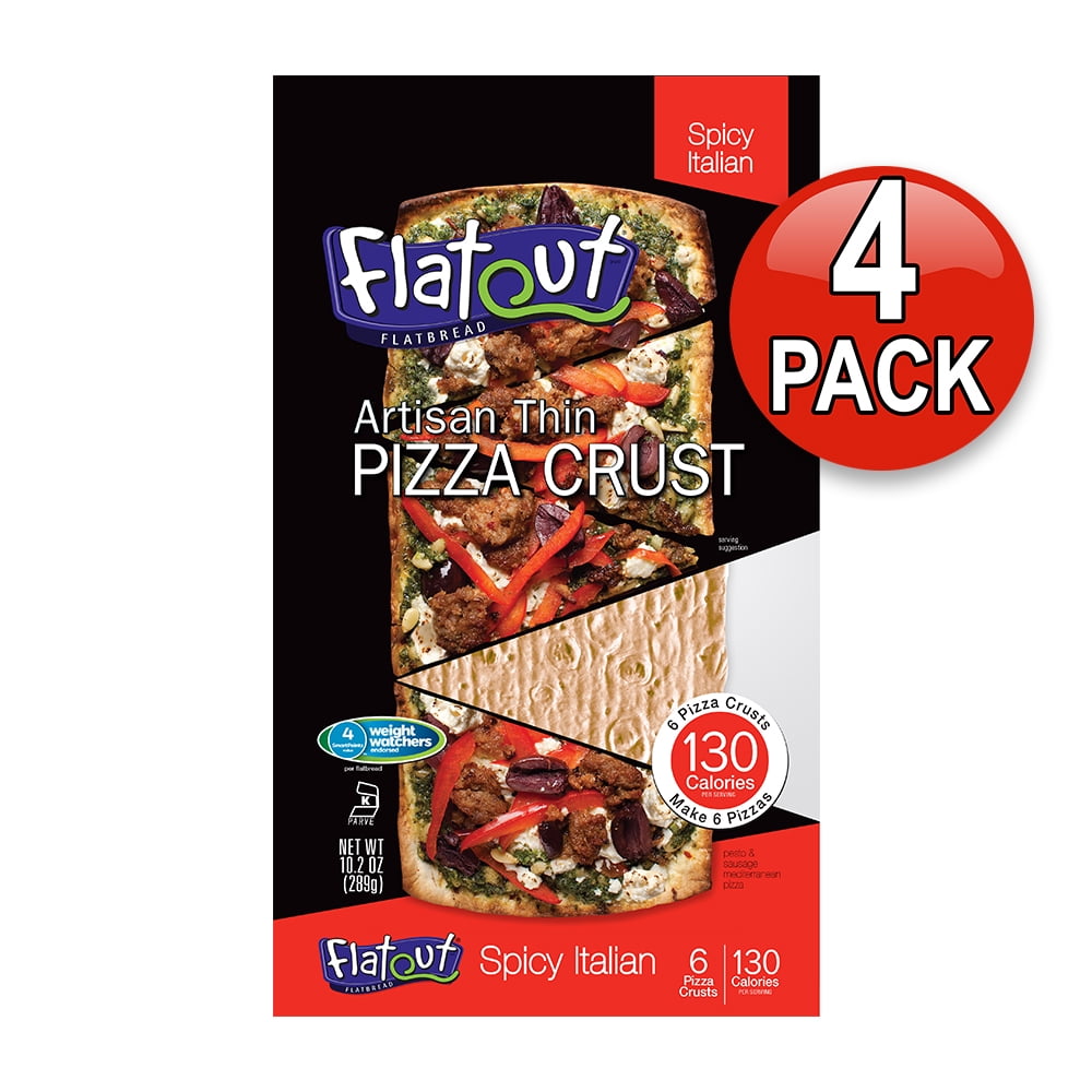 Flatout Thin Crust Flatbreads Artisan Pizza 4 Pack (Spicy Italian
