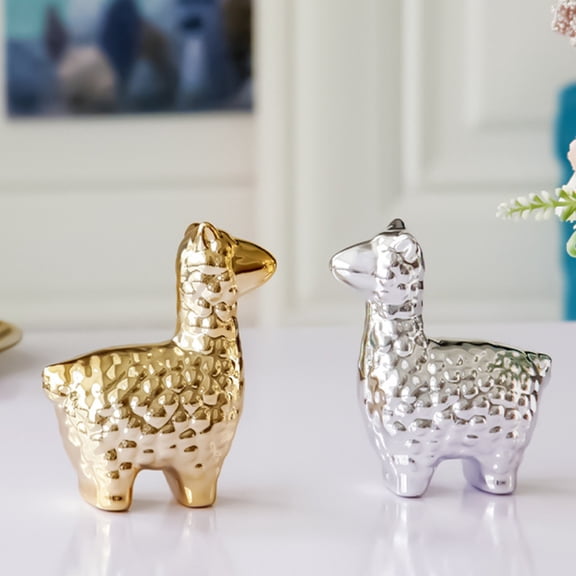Worgeous Alpaca Ornament Home Decor Desk Top Coffee Table Decoration Silver