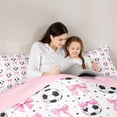 thumbnail image 5 of Erosebridal Cute Bow Knot 7-Piece Twin Bedding Sets For Girl,Football Sport Games Ball Theme Kids Bedding Comforter Set,Reversible Pink, 5 of 7