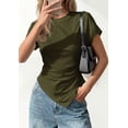 thumbnail image 4 of PRETTYGARDEN Womens Short Sleeve Crew Neck Trendy Shirts Spring Summer Y2K Going Out Tops Asymmetrical Ruched Blouse, 4 of 10