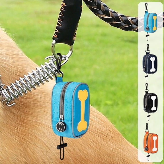 FEOLGEHLY Dog Waste Bags Dispenser, Pet Poop Bags Holder for Doggie Waste Bags Dispensers Soft Fabric Zipper Small Doggy Puppy Pouch for Leash Accessory Attachment with Carrier, Black