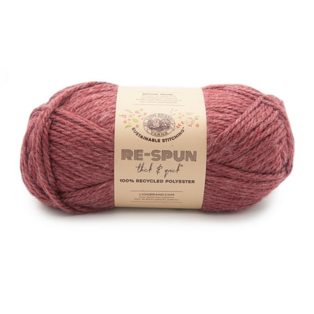 UPC: 0842093130376 | Lion Brand Yarn Re-Spun Thick & Quick Dark Cherry Super Bulky Recycled Polyester Red Yarn 1 Pack