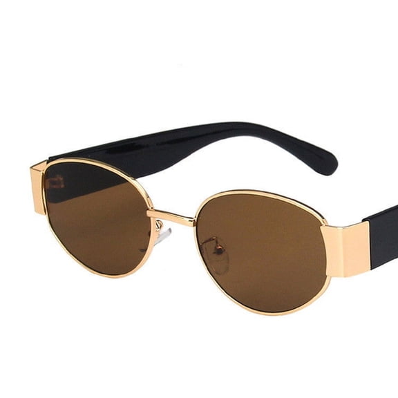 Vintage Oval Sunglasses, Metal Frame, Resin Lens, UV400 Protection, Universal Style, Small Frame, Hip Hop Style