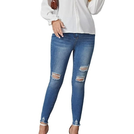 

Plain Zipper Slim Fit High Stretch Skinny Jeans Maternity