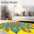 thumbnail image 2 of ODIKA 8'x10' Machine Washable Non-Slip Area Rug, Starburst Fluffy Accent High Traffic Rug with Pad, Yellow, 526599, 2 of 8