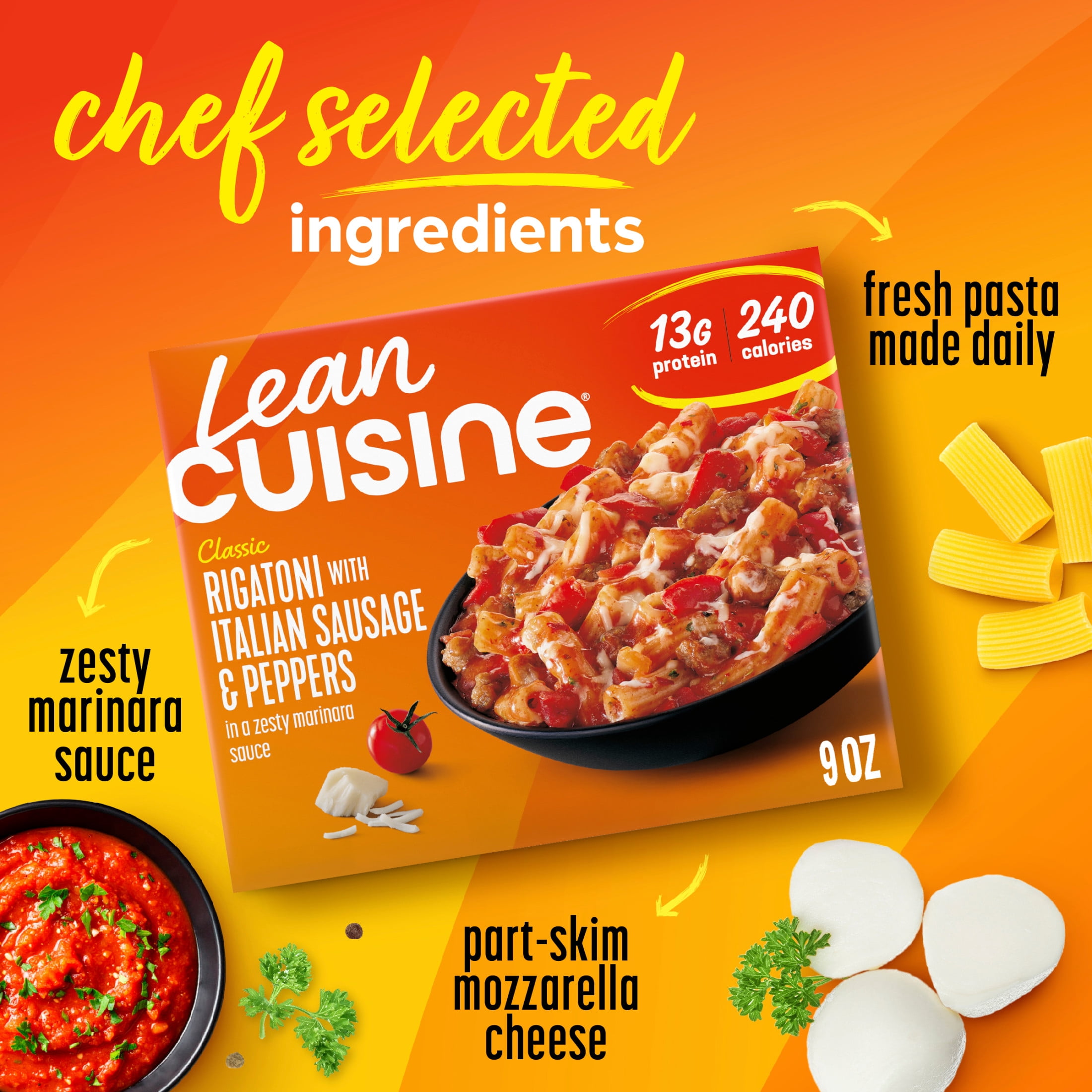 Lean Cuisine Rigatoni with Italian Sausage and Peppers, Frozen Meals, Frozen Lunch 9 oz