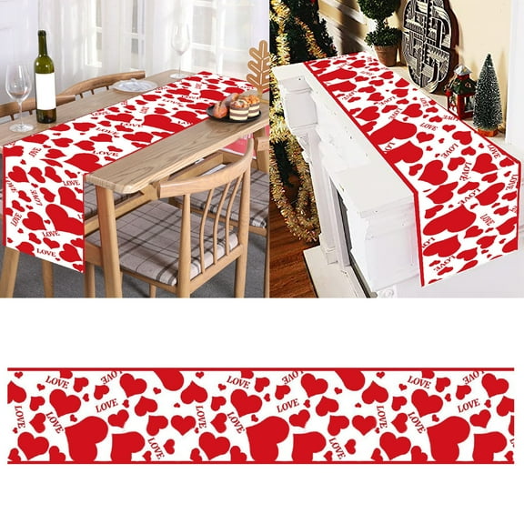 Clearance! Table Flag Decoration Red Knitted Love Table Flag