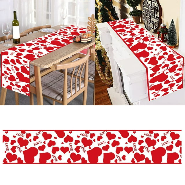 Cqxid Decorative Table Banner Under $5 Valentine's Day Table Flag Decoration Red Knitted Love Table Flag