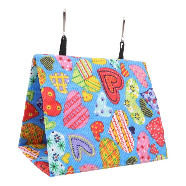 Bird Hanging Bed, Comfortable Triangular Parrots House Bed Colorful Hideout With Hooks For Pet Cage 17x11x15cm