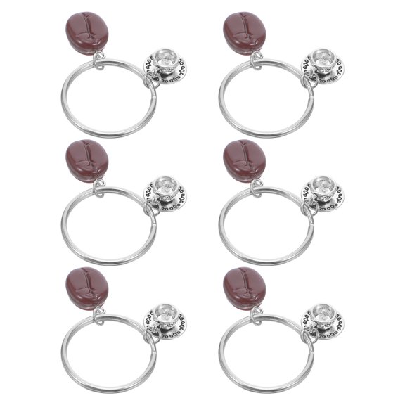 Raindrops 6Pcs Coffee Pendant Keychain Bean Key Ring for Backpack Purse and Car Keys Accessories