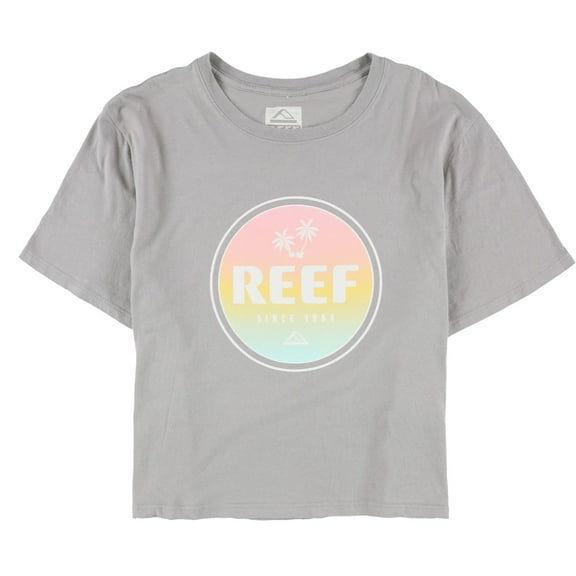 Reef Womens Ombre Logo Graphic T-Shirt, Grey, Large