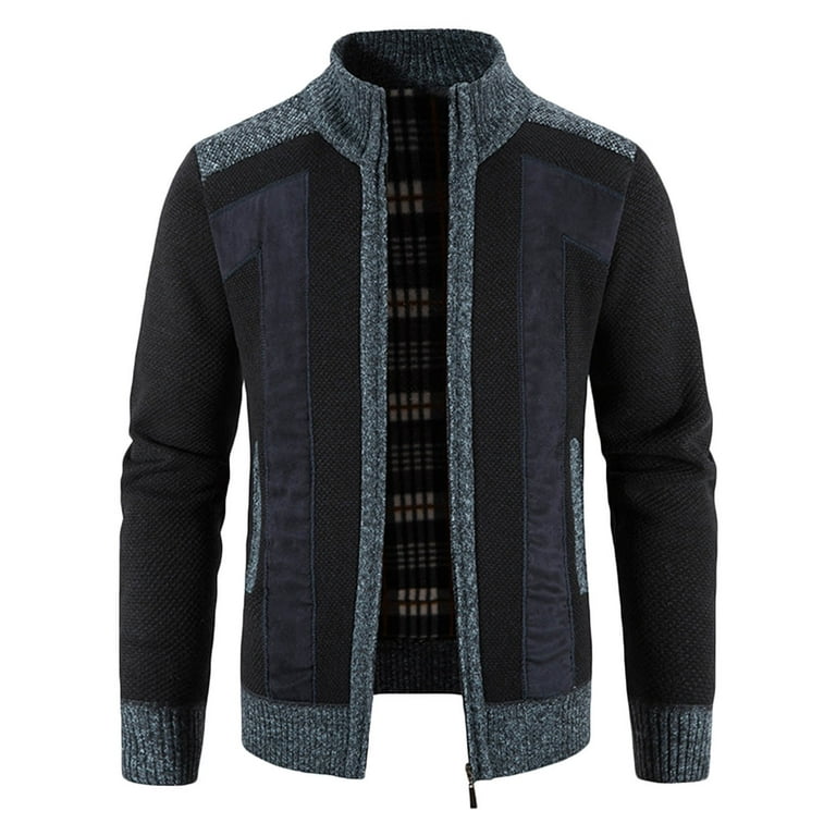 YYDGH Men's Plus Size Cardigan Sweaters Stand Collar Full Zip Up