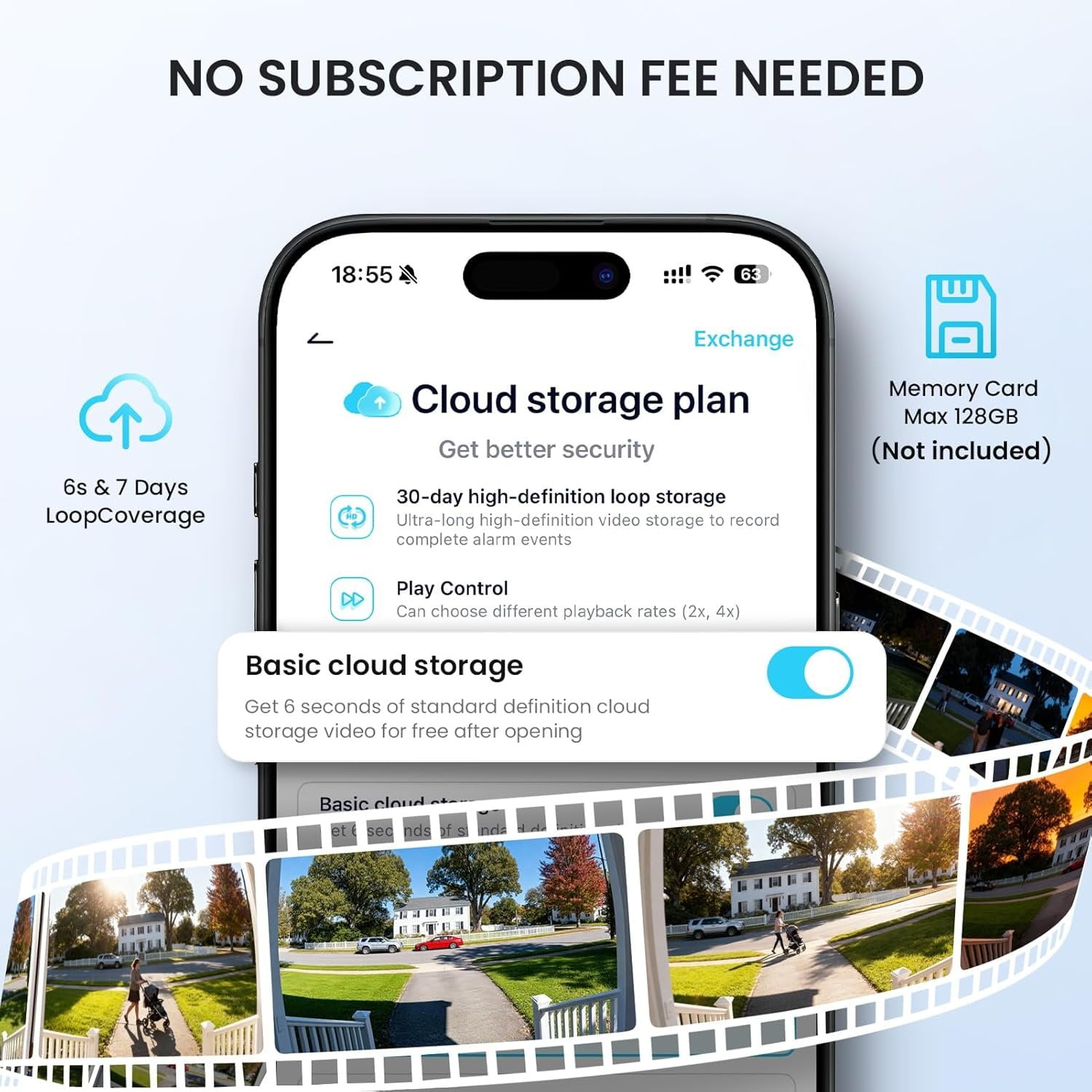 Doorbell Camera No Subscription, 3MP View, 2-Way Talk, PIR Motion Detection, Video Doorbell with Chime, Only Supports 2.4GHz WiFi, Local & Cloud Storage, White