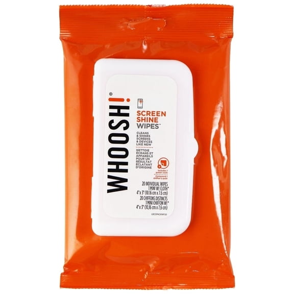 Whoosh! Screen Shine Wipes for Smartphones and Electronics (20 Pack) Cloth