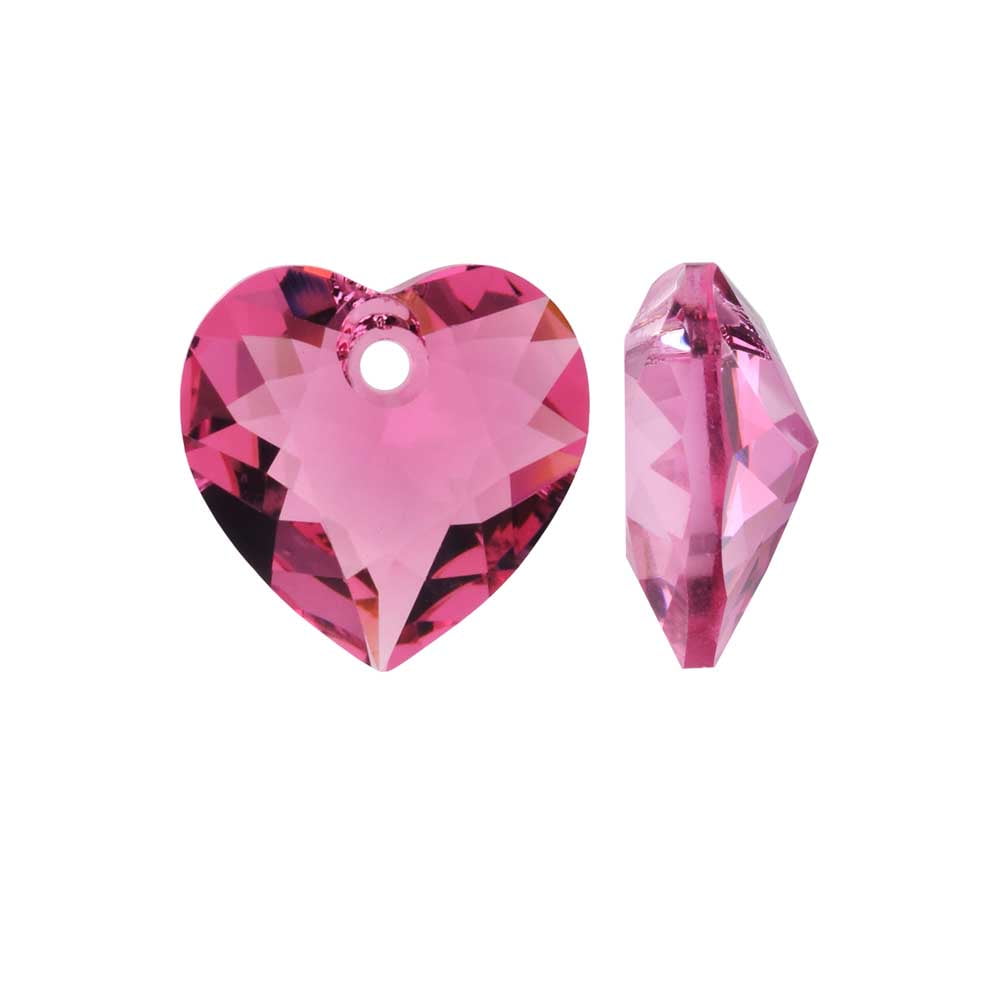 Swarovski Crystal, #6432 Heart Cut Pendant 10.5mm, 2 Pieces, Rose ...
