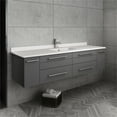 thumbnail image 2 of Fresca Fcb6160-Uns-U Lucera 60" Wall Mounted Single Basin Vanity Set - Grey, 2 of 7