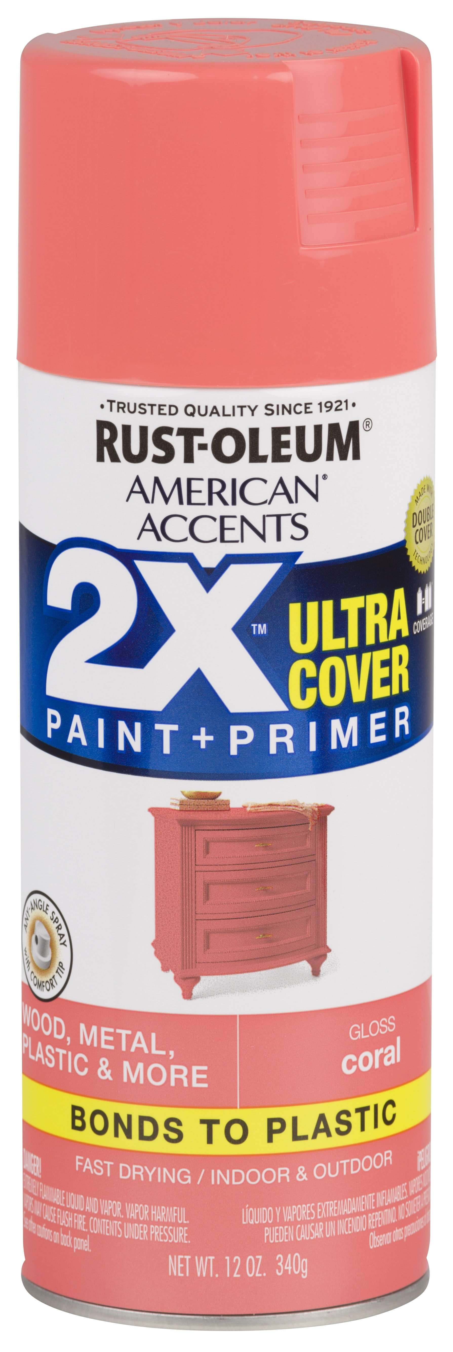 2Pack Value Rustoleum american accents ultra cover 2x gloss coral