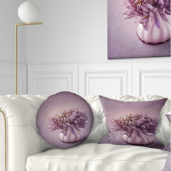 Designart Autumn Purple Flower in Vase - Floral Throw Pillow - 12x20
