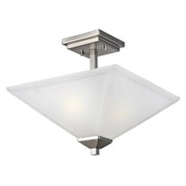 Design House Torino 13" Dimmable 2 Light Satin Nickel Semi Flush Mount Ceiling Light with Snow Glass