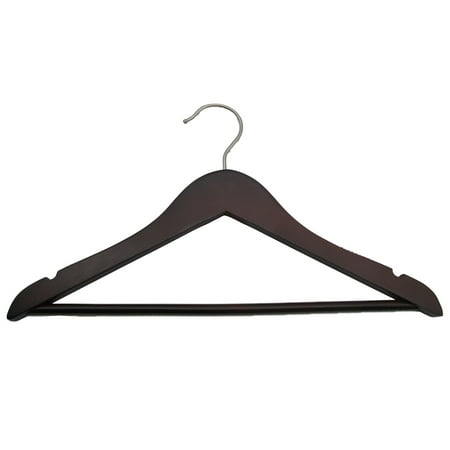 NAHANCO Wooden Suit Hanger with Bar, 14" - Low Gloss Mahogany, 100/CTN