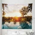 thumbnail image 1 of Hawaii Tapestry, Home with Swimming Pool at Sunset Tropics Palms Private Villa Resort Scenic View, Fabric Wall Hanging Decor for Bedroom Living Room Dorm, 5 Sizes, Orange Teal, by Ambesonne, 1 of 9