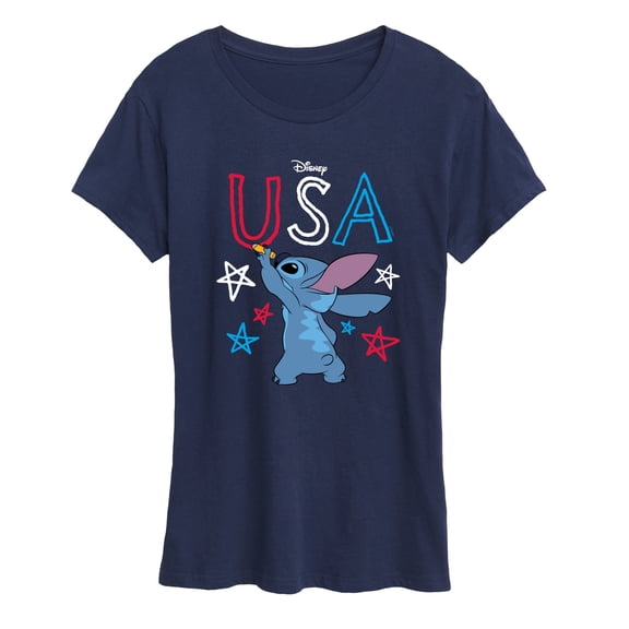 Lilo & Stitch - USA Stitch Drawing - Women's Short Sleeve Graphic T-Shirt