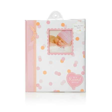 Lil Peach First 5 Years Baby Memory Book, Baby Girl Keepsake Book, Milestone and Photo Journal, Pink & Peach Confetti Polka Dots