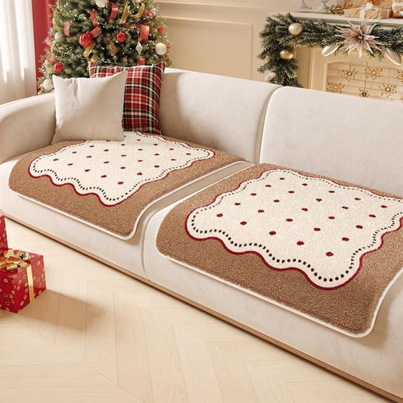 Feltree Christmas Themed Plush Sofa Cushion 17.71x17.71in Non-Slip Warm Chair Pad for Holiday Decor