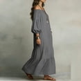 thumbnail image 4 of Pounoo Women's Maxi Dresses Off Shoulder Puff Sleeve with Tiered Hem Resort Vacations Lightweight Stylish Casual Dresses Gift, 4 of 5